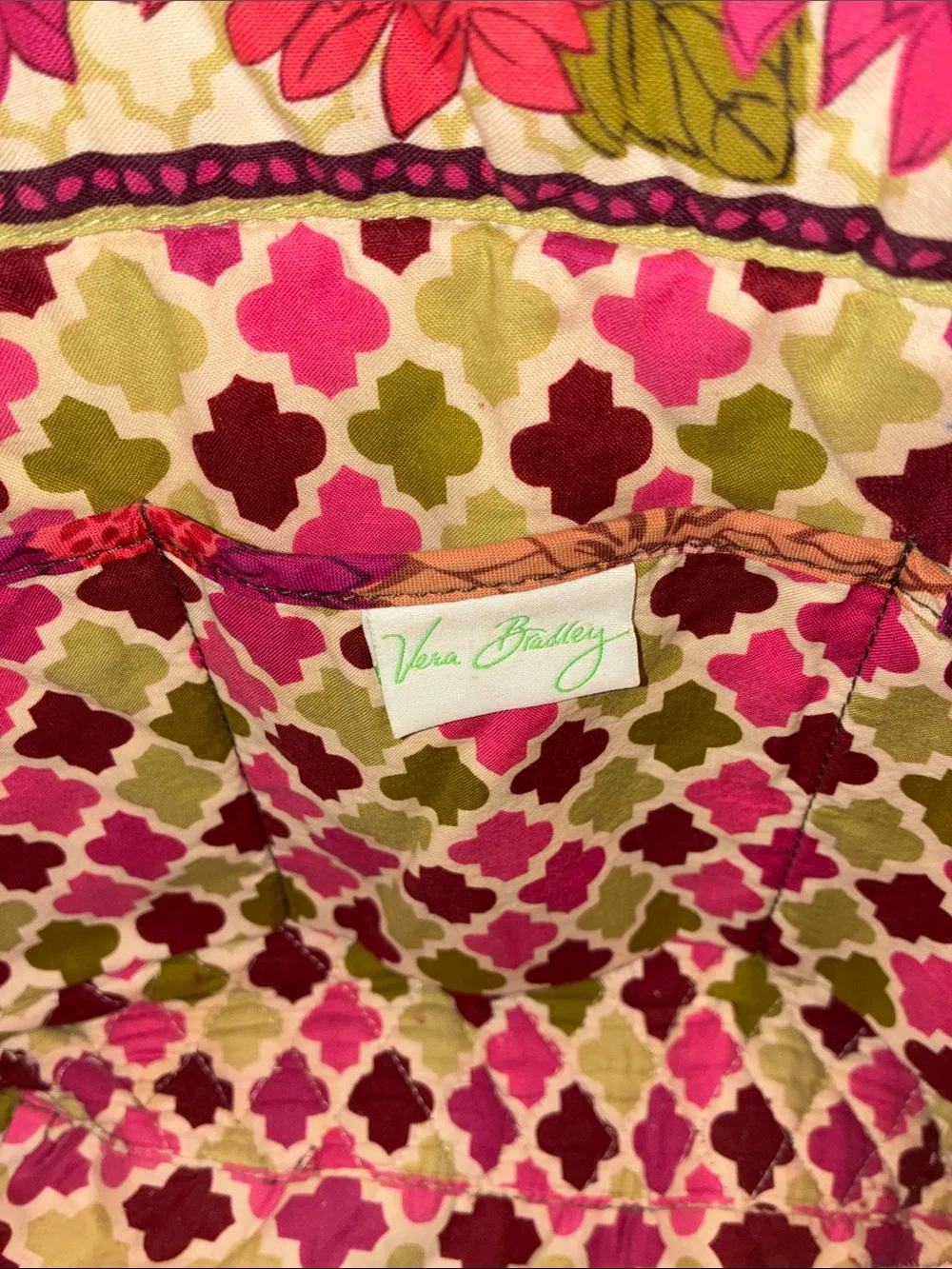 Vera Bradley Quilted Floral Tote in Pink, Green & Purple